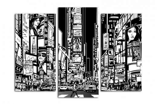Модульная картина Таймс-Сквер в комиксе